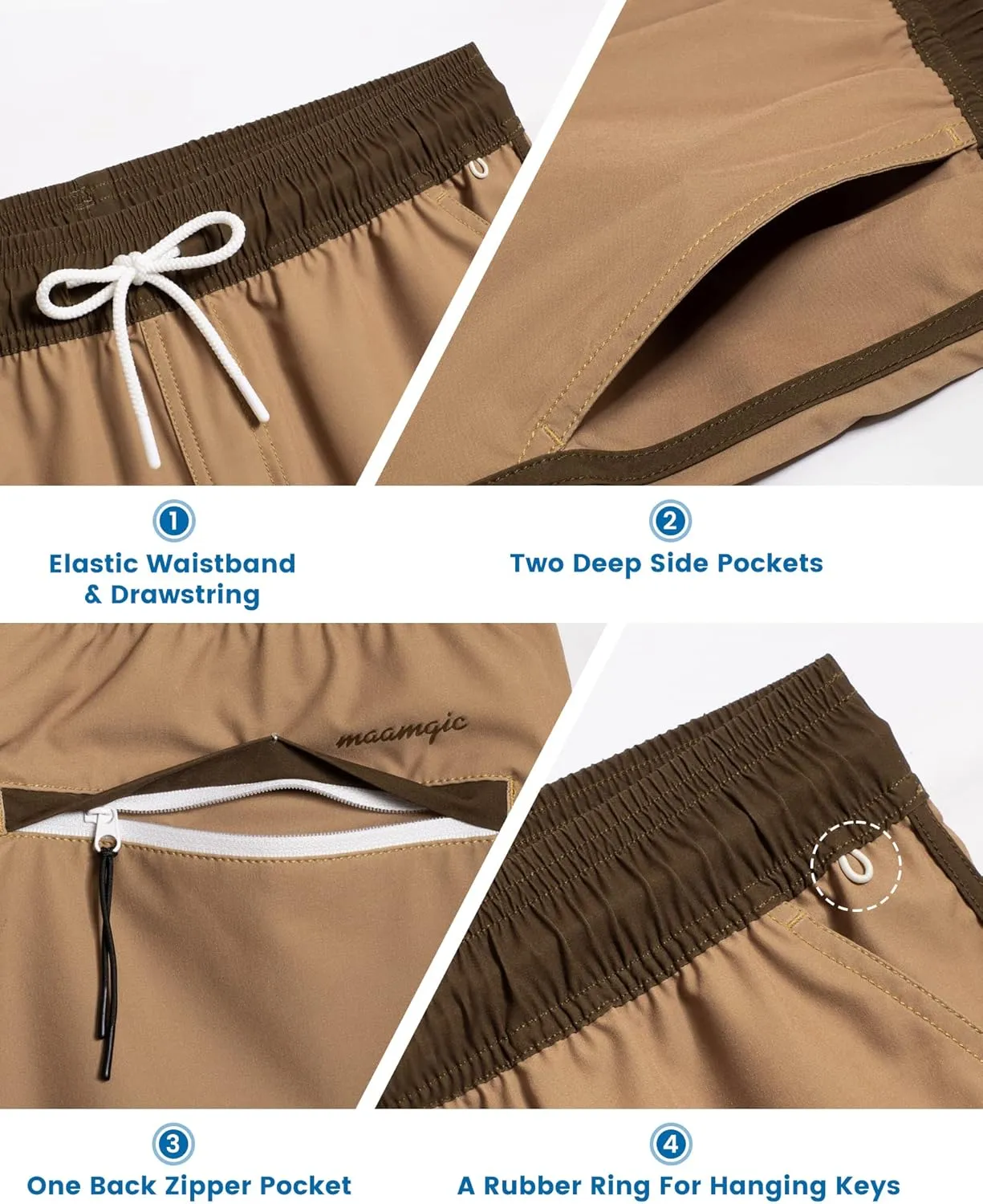maamgic Workout Shorts for Men 5 Inch Gym Running Shorts Mens Stretch Quick Dry Athletic Shorts with Mesh Pockets