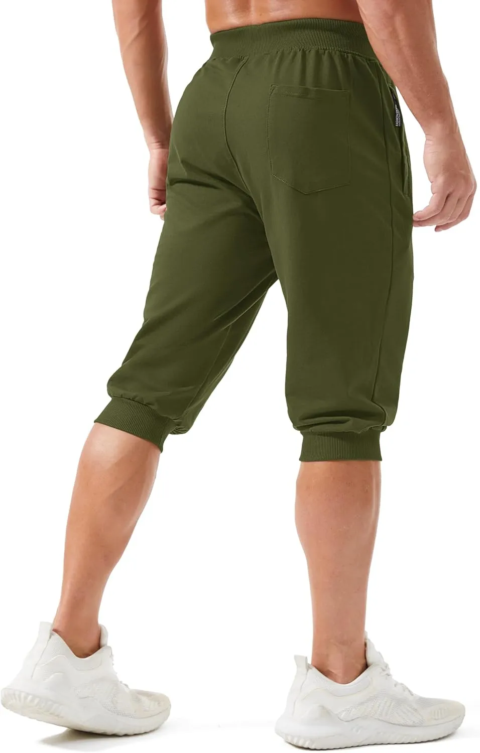 MAGCOMSEN Men's 3/4 Joggers Capri Pants with Zipper Pockets Slim Fit Training Running Workout Capri Joggers