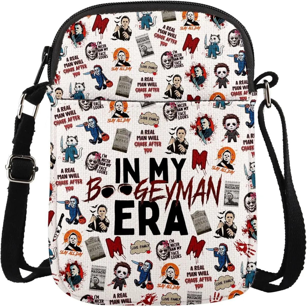 MAOFAED Horror Movie Killers Gift, Halloween Theme Crossbody Bag, Horror Movie Lover Gift, Spooky Season Gift