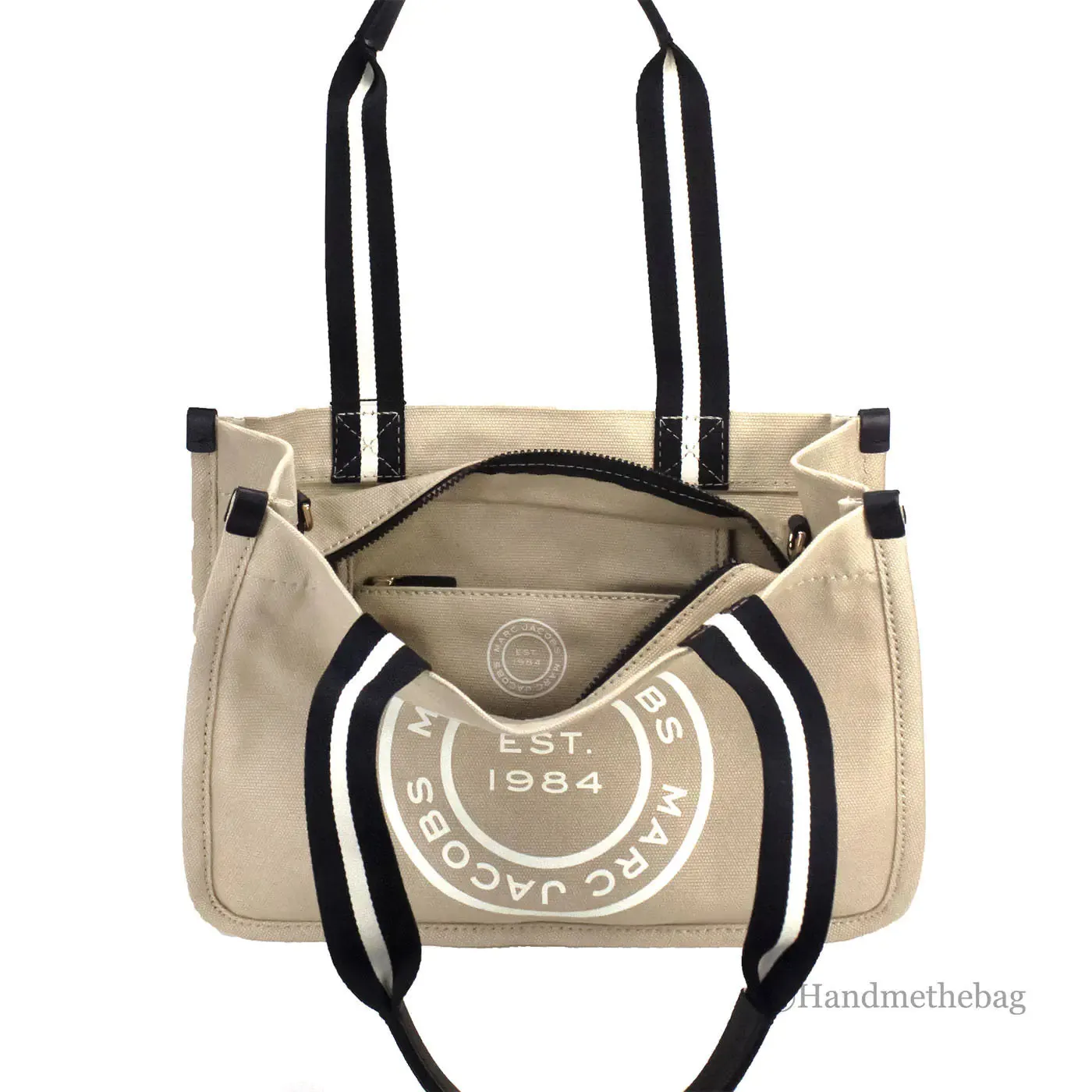 Marc Jacobs Signet Medium Beige Canvas Convertible Tote