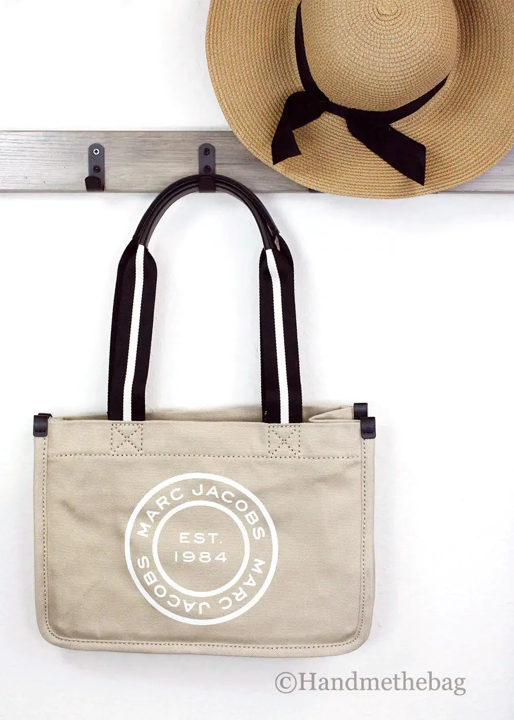 Marc Jacobs Signet Medium Beige Canvas Convertible Tote