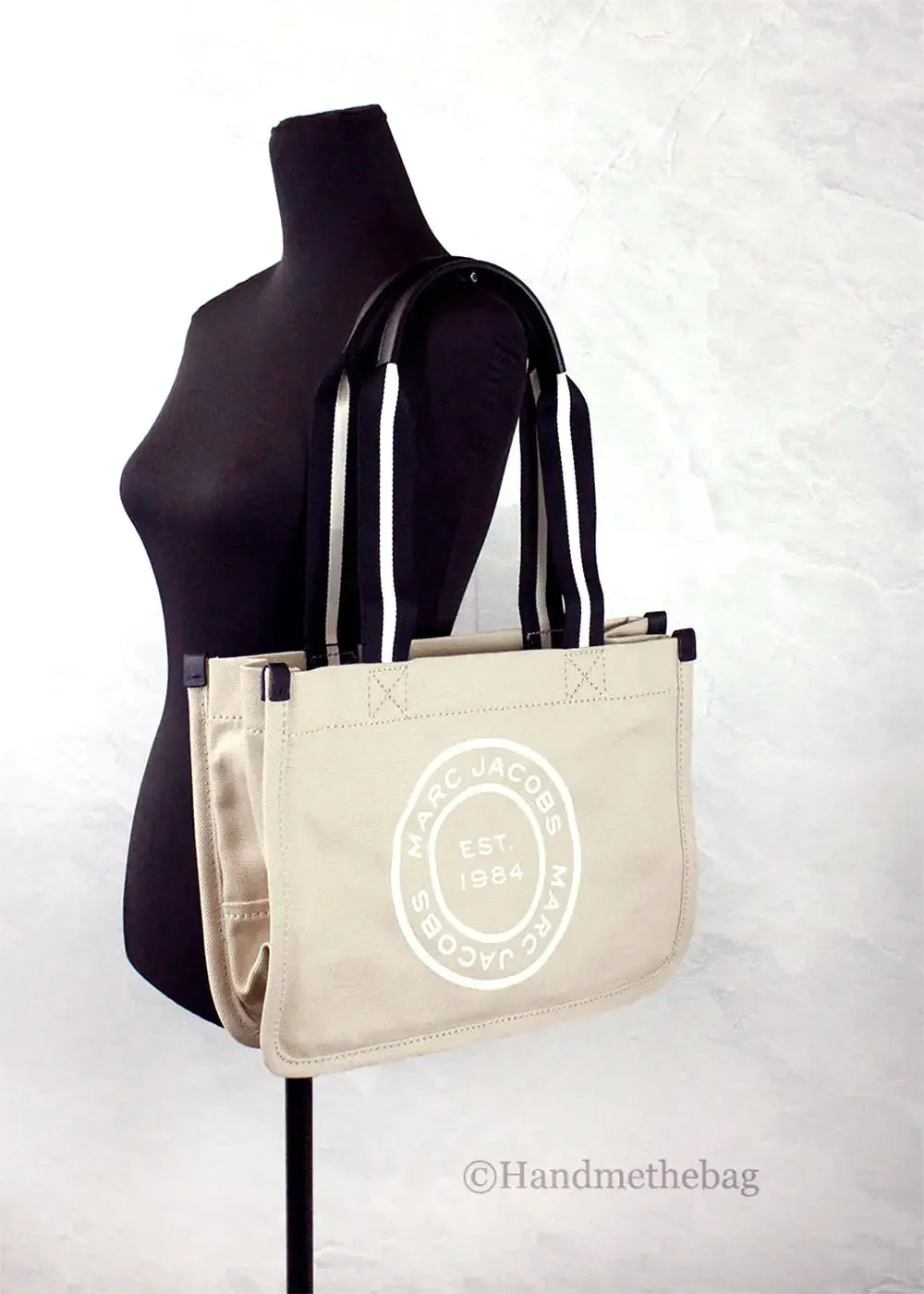 Marc Jacobs Signet Medium Beige Canvas Convertible Tote