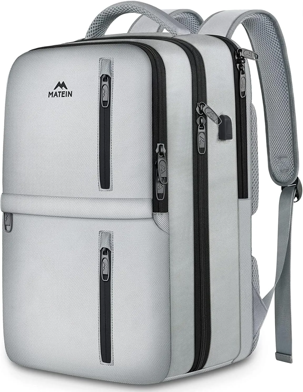 MATEIN Extra Large 45L Travel Backpack for Women, Carry On Airline Approved Backpack with USB Port & Shoe Compartment, Water Resistant Luggage Overnight Weekender Travel Bag Fits 18" Laptop, Gray