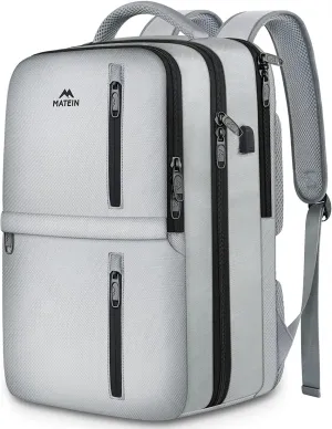 MATEIN Extra Large 45L Travel Backpack for Women, Carry On Airline Approved Backpack with USB Port & Shoe Compartment, Water Resistant Luggage Overnight Weekender Travel Bag Fits 18" Laptop, Gray