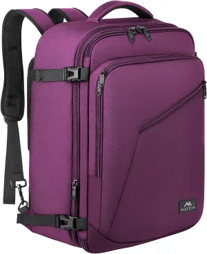 MATEIN Travel Backpack for Women, Expandable Flight Approved Carry on Backpack, Water Resistant Lightweight Suitcase, Large Business Weekender Daypack, Gift for Traveler, Purple