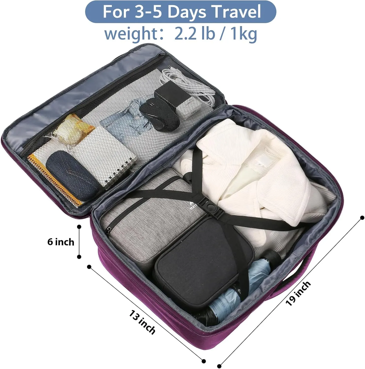 MATEIN Travel Backpack for Women, Expandable Flight Approved Carry on Backpack, Water Resistant Lightweight Suitcase, Large Business Weekender Daypack, Gift for Traveler, Purple