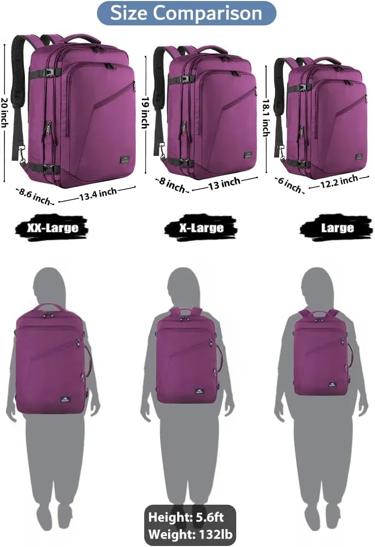 MATEIN Travel Backpack for Women, Expandable Flight Approved Carry on Backpack, Water Resistant Lightweight Suitcase, Large Business Weekender Daypack, Gift for Traveler, Purple