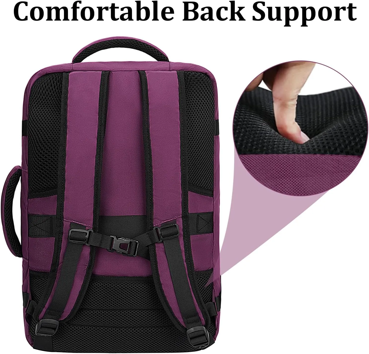 MATEIN Travel Backpack for Women, Expandable Flight Approved Carry on Backpack, Water Resistant Lightweight Suitcase, Large Business Weekender Daypack, Gift for Traveler, Purple