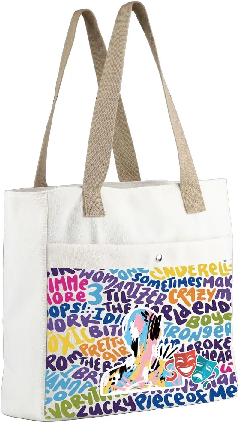 MBMSO Musical Theater Show Gifts Once Upon a One More Time Musical Tote Bag Comedy Tragedy Mask Theatre Drama Gifts Beach Bag