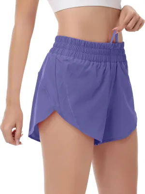 MCEDAR Women's Running Shorts Mesh Liner Quick Dry Athletic Gym Track Workout Shorts with Elastic and Zip Pocket