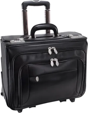 McKlein 17" Leather Patented Detachable -Wheeled Catalog Briefcase- SHERIDAN- Black