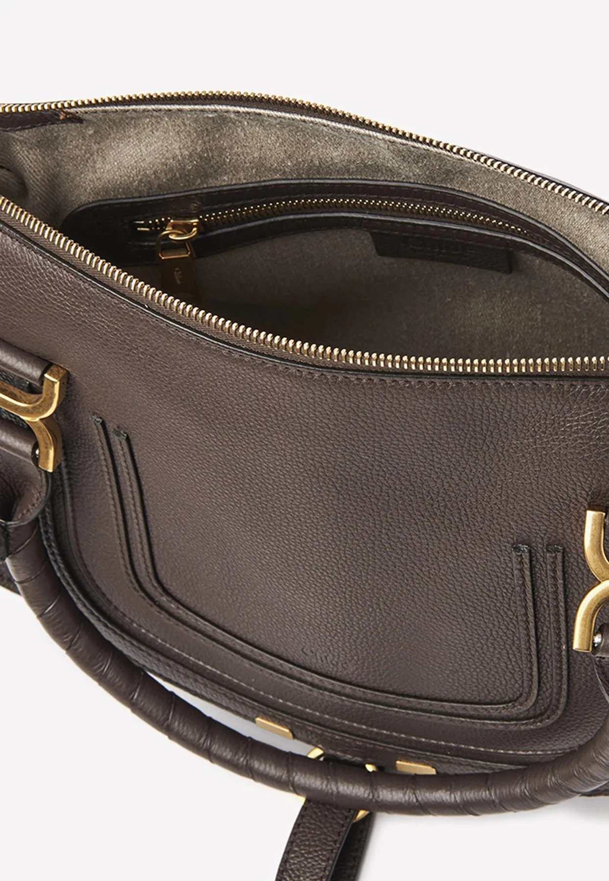 Medium Marcie Top Handle Bag in Grained Leather