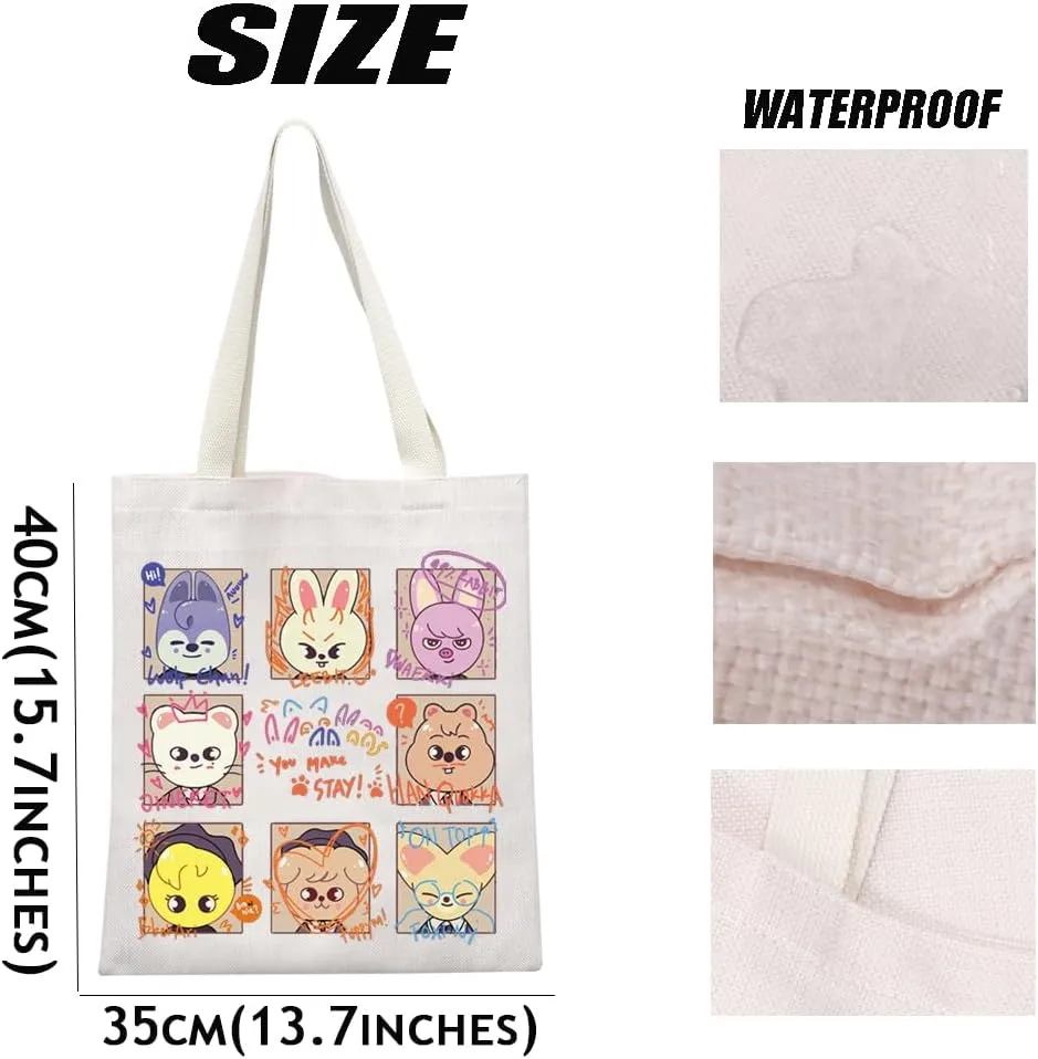 MEIKIUP Stay Fandom Tote Bag K-POP Group Gift K-POP Idol Fans Shoulder Bag Character Bag K-POP Music Lover Merch