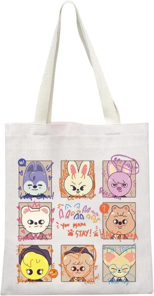 MEIKIUP Stay Fandom Tote Bag K-POP Group Gift K-POP Idol Fans Shoulder Bag Character Bag K-POP Music Lover Merch
