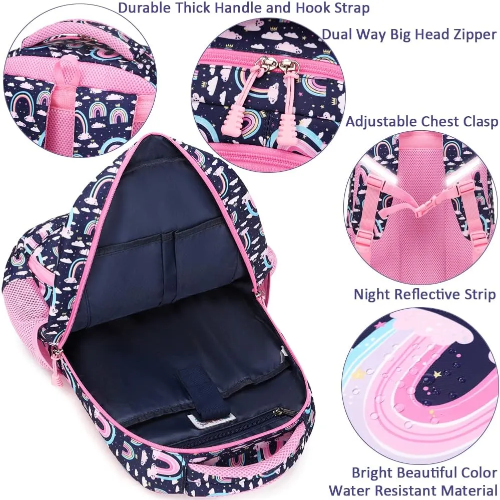 Meisohua Girls Backpack with Lunch Box 3 in 1 Set Kids Backpack for Girls Preschool Kindergarten Elementary School Backpack