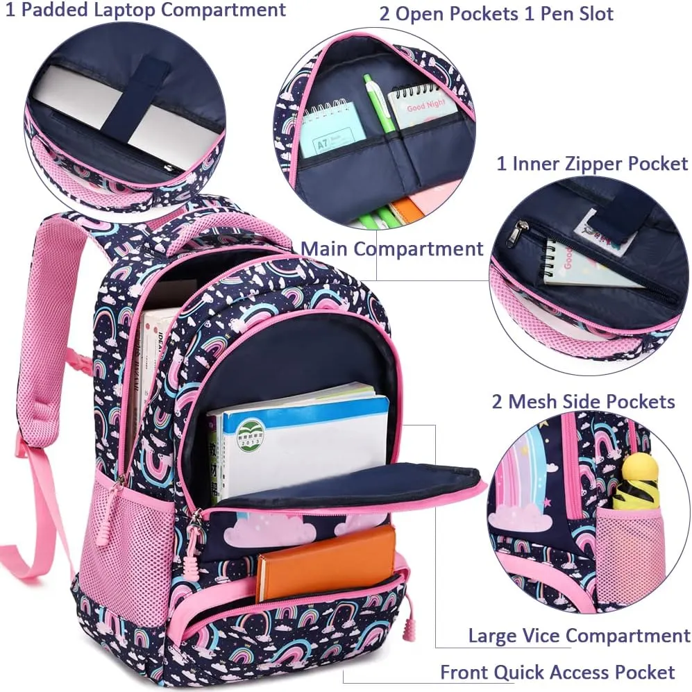 Meisohua Girls Backpack with Lunch Box 3 in 1 Set Kids Backpack for Girls Preschool Kindergarten Elementary School Backpack