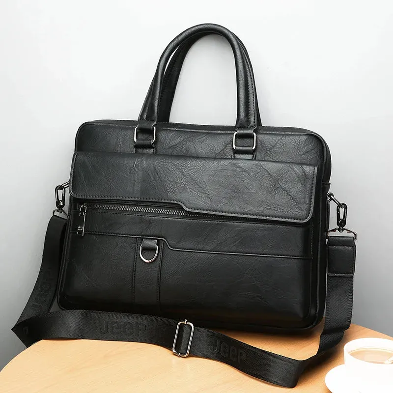 Men Retro Briefcase Bag Classical PU Leather Luxury Brand Business Handbag Crossbody Shoulder Bag Genuine Leather Laptop Bag