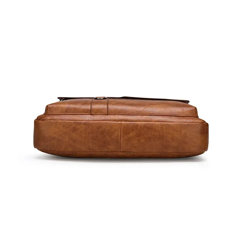 Men Retro Briefcase Bag Classical PU Leather Luxury Brand Business Handbag Crossbody Shoulder Bag Genuine Leather Laptop Bag