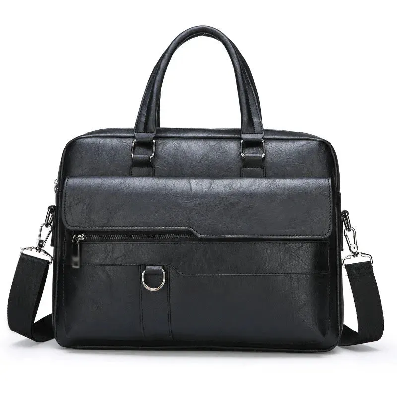 Men Retro Briefcase Bag Classical PU Leather Luxury Brand Business Handbag Crossbody Shoulder Bag Genuine Leather Laptop Bag