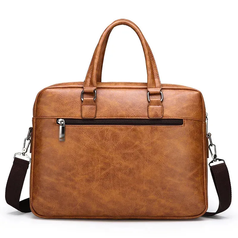 Men Retro Briefcase Bag Classical PU Leather Luxury Brand Business Handbag Crossbody Shoulder Bag Genuine Leather Laptop Bag
