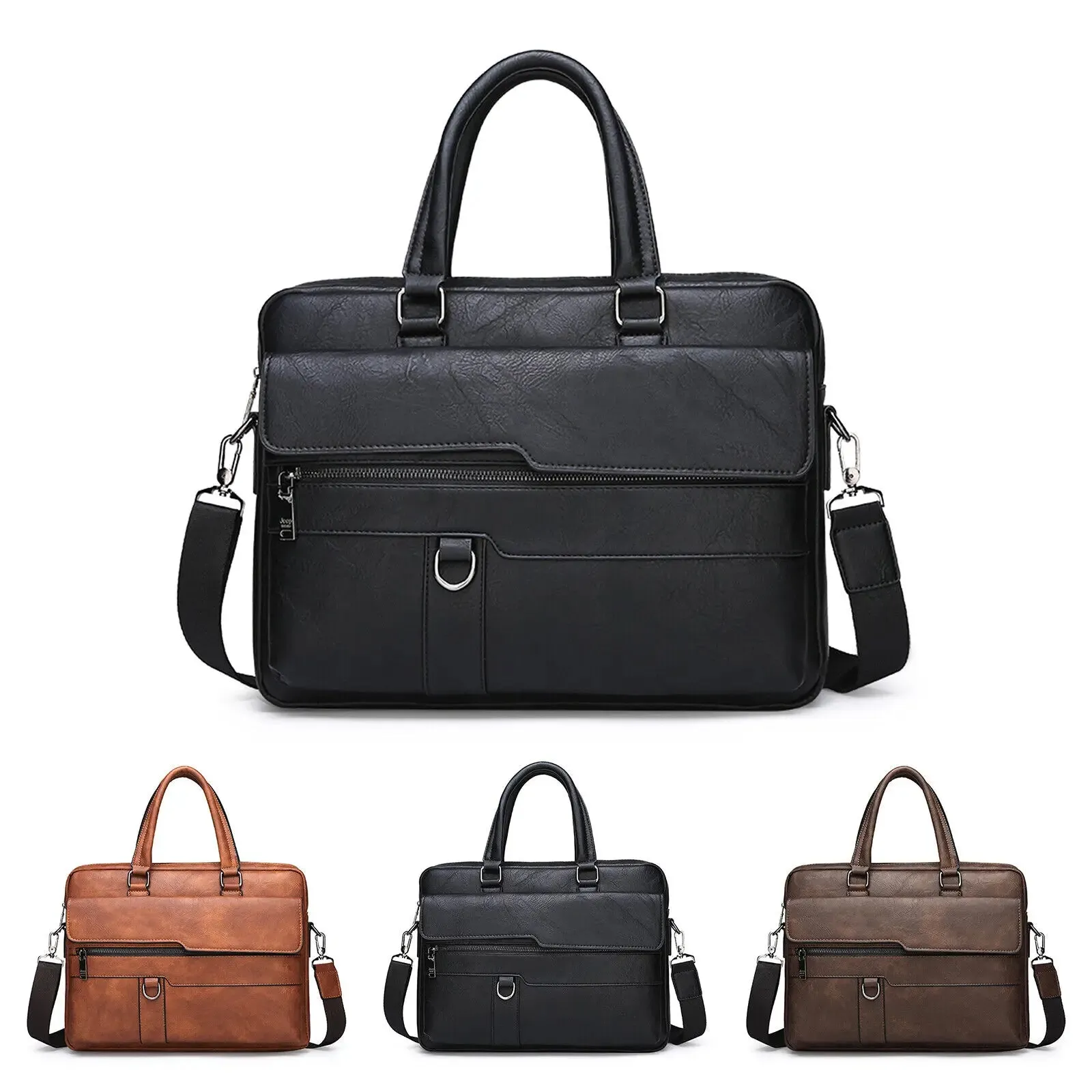 Men Retro Briefcase Bag Classical PU Leather Luxury Brand Business Handbag Crossbody Shoulder Bag Genuine Leather Laptop Bag