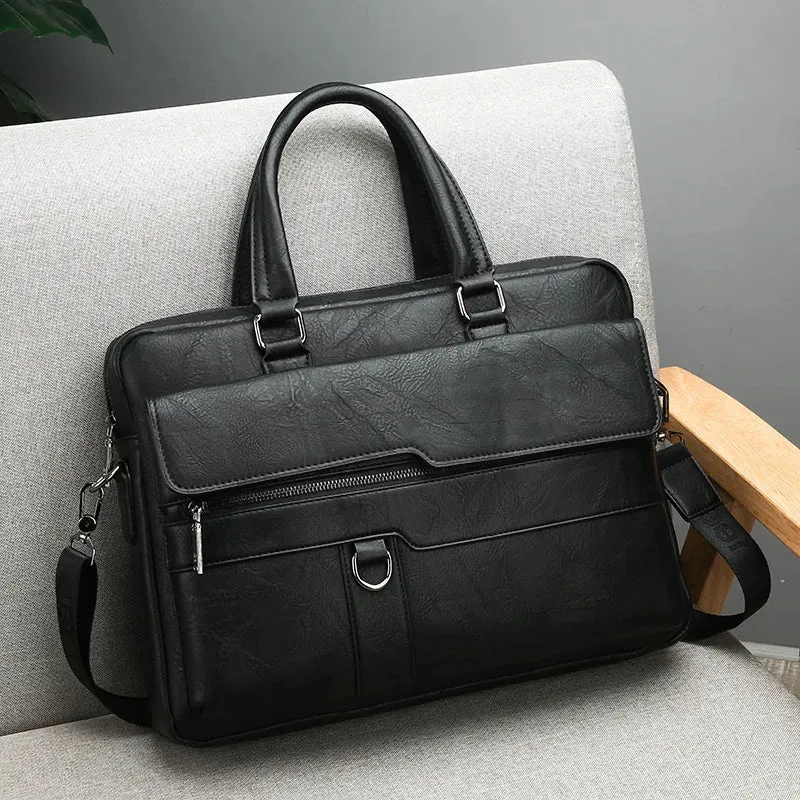 Men Retro Briefcase Bag Classical PU Leather Luxury Brand Business Handbag Crossbody Shoulder Bag Genuine Leather Laptop Bag