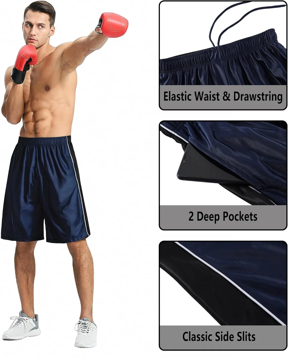 Men's 11'' Cool Basketball Shorts with Pockets Long Gym Athletic Shorts Running Quick-Dry Drawstring