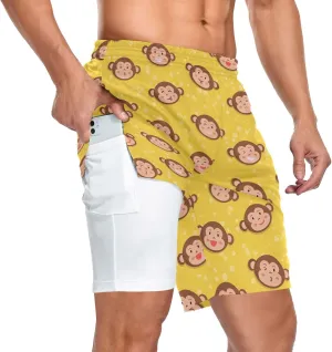 Men's 2 in 1 Workout Running Shorts, Gym Athletic Shorts for Men Lightweight Training with Pockets and Towel Loop