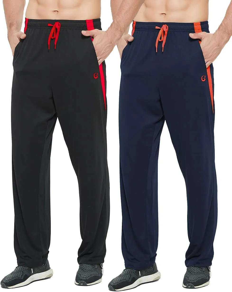 Men's Athletic Pant with Pockets Open Bottom Sweatpants for Men Workout, Exercise, Running