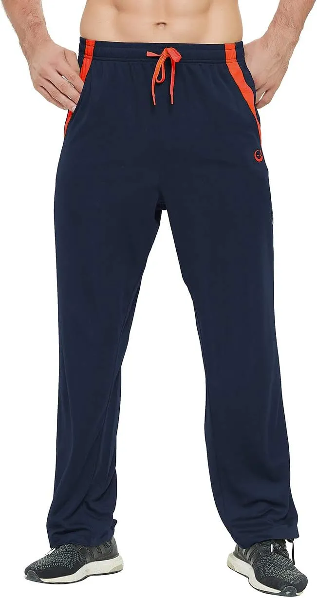 Men's Athletic Pant with Pockets Open Bottom Sweatpants for Men Workout, Exercise, Running