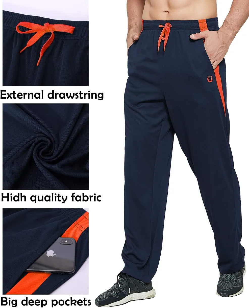 Men's Athletic Pant with Pockets Open Bottom Sweatpants for Men Workout, Exercise, Running
