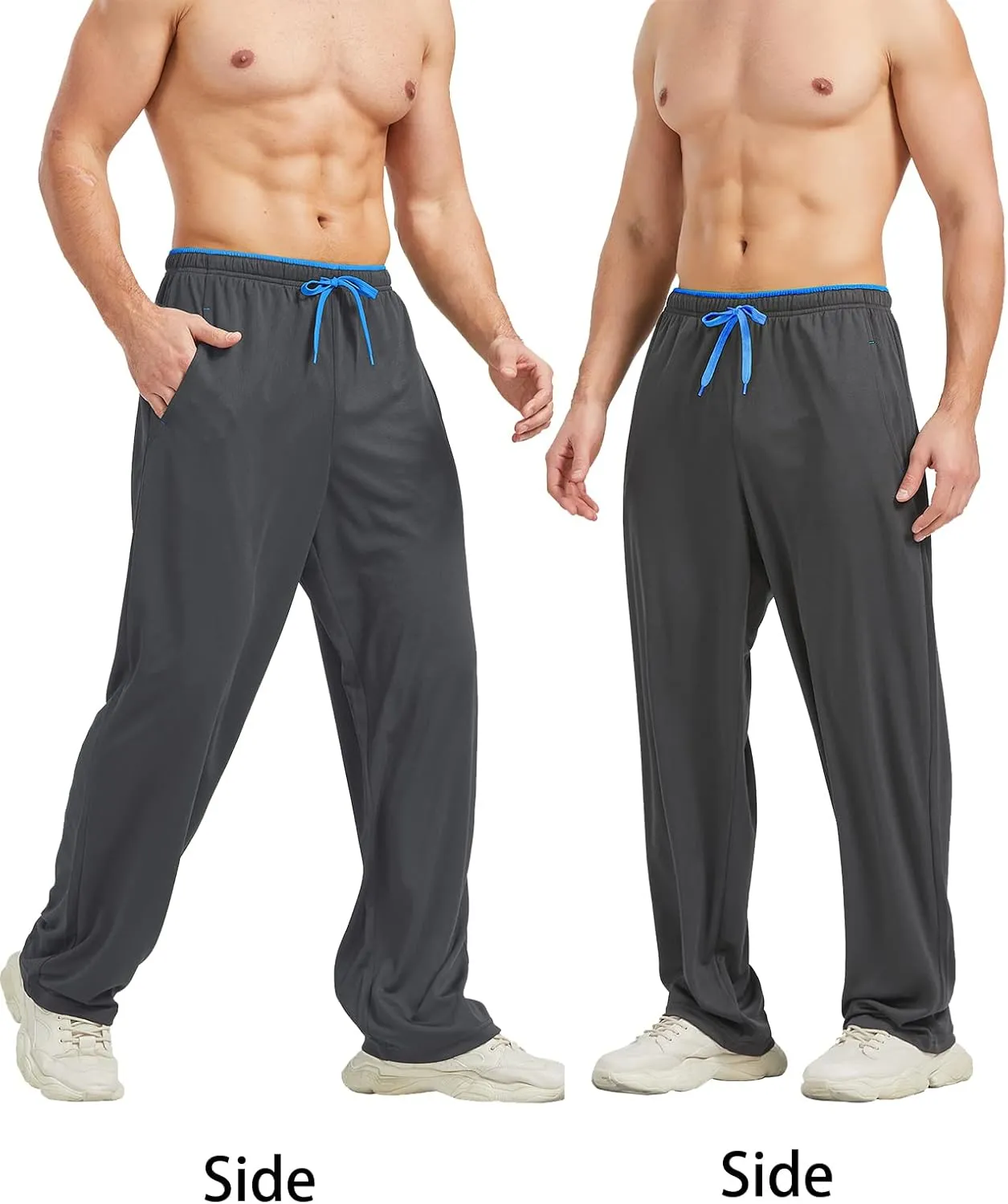 Men's Athletic Pant with Pockets Open Bottom Sweatpants for Men Workout, Exercise, Running