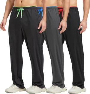 Men's Athletic Pant with Pockets Open Bottom Sweatpants for Men Workout, Exercise, Running