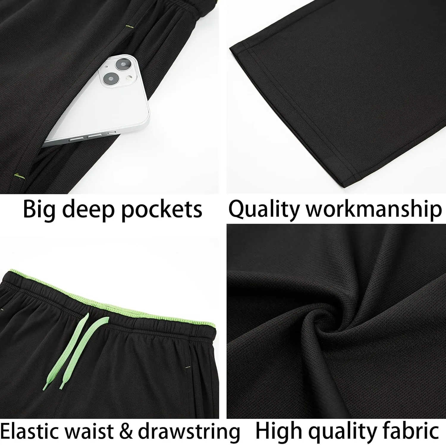 Men's Athletic Pant with Pockets Open Bottom Sweatpants for Men Workout, Exercise, Running