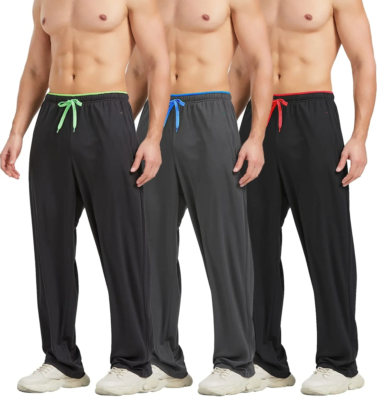 Men's Athletic Pant with Pockets Open Bottom Sweatpants for Men Workout, Exercise, Running