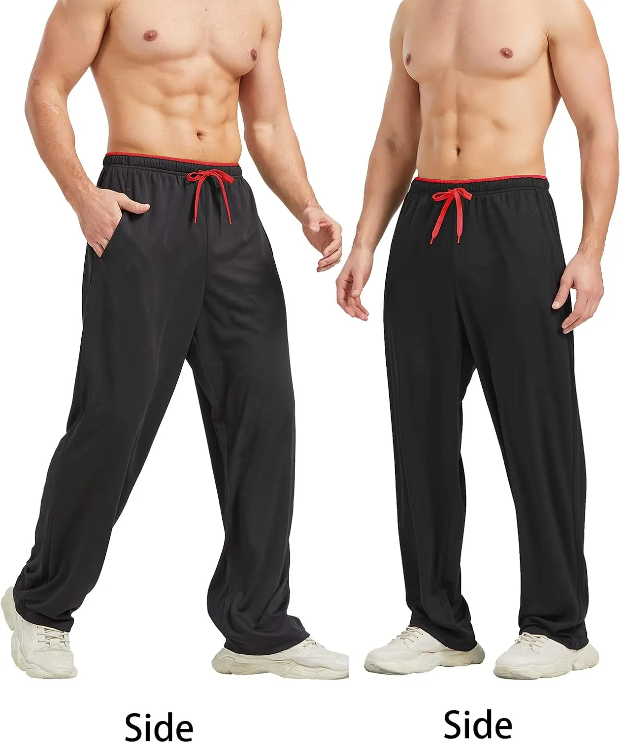 Men's Athletic Pant with Pockets Open Bottom Sweatpants for Men Workout, Exercise, Running