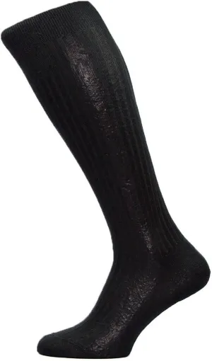 Mens Baffin Rib Over the Calf Silk Socks - Black
