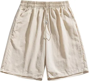 Men's Beach Shorts with Pockets Quick Dry Athletic Elastic Bermuda Lightweight Breathable Casual Outdoor Trunks