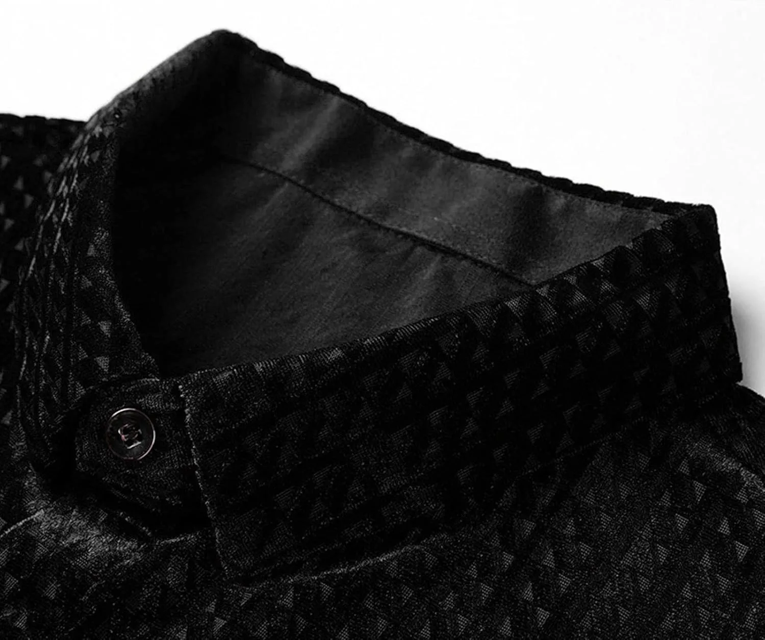 Men's Business Casual Velvet Long Sleeve Shirt Snap Buttons Vintage Shirt Suede Stretch Shirt Classic Ribbed