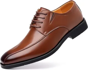 Men's Classic Derby Oxford Dress Shoes, Leather Lace-up (Brown, Adult, Men, 11, Digital, US Shoe System, M (Medium))