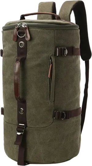 Men's Convertible Travel Duffle Bag Canvas Lightweight Backpack Multipurpose Shoulder Bags Weekend Overnight Handbag (Green)