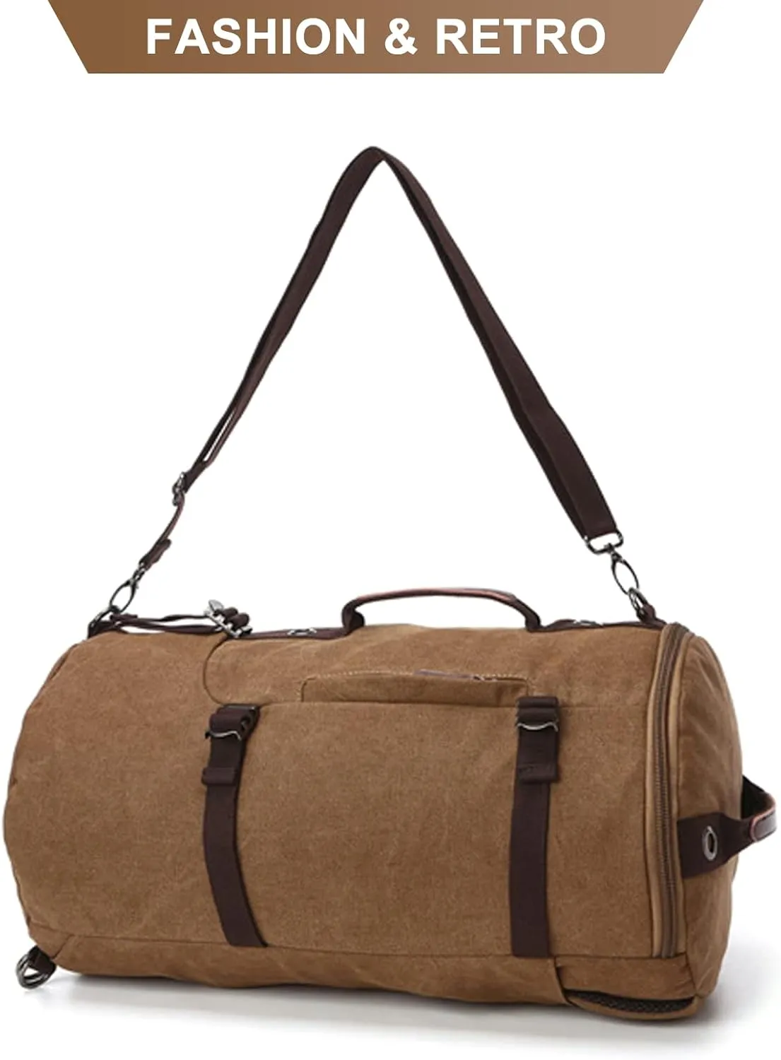 Men's Convertible Travel Duffle Bag Canvas Lightweight Backpack Multipurpose Shoulder Bags Weekend Overnight Handbag (Green)