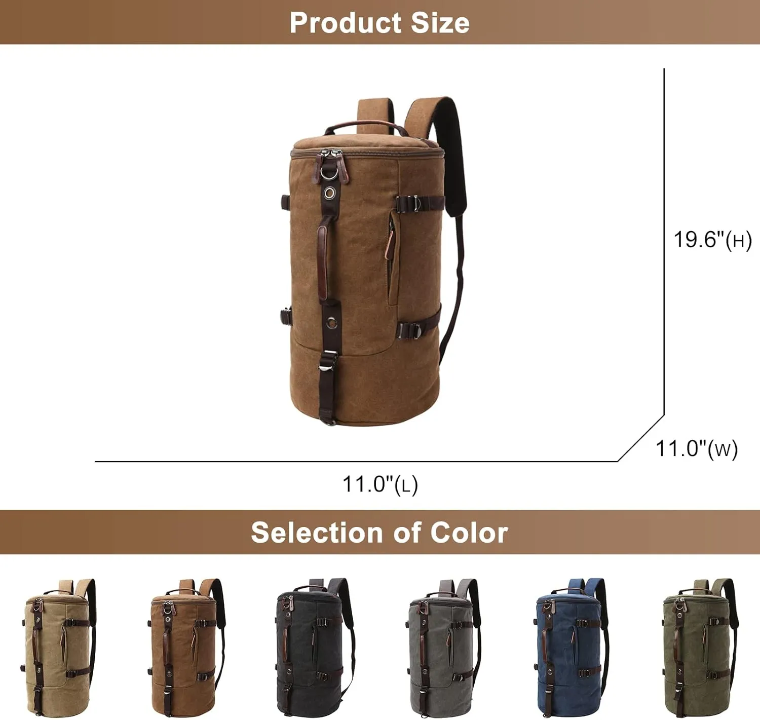 Men's Convertible Travel Duffle Bag Canvas Lightweight Backpack Multipurpose Shoulder Bags Weekend Overnight Handbag (Green)