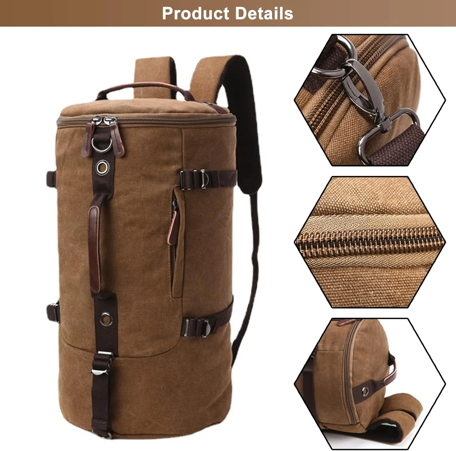 Men's Convertible Travel Duffle Bag Canvas Lightweight Backpack Multipurpose Shoulder Bags Weekend Overnight Handbag (Green)