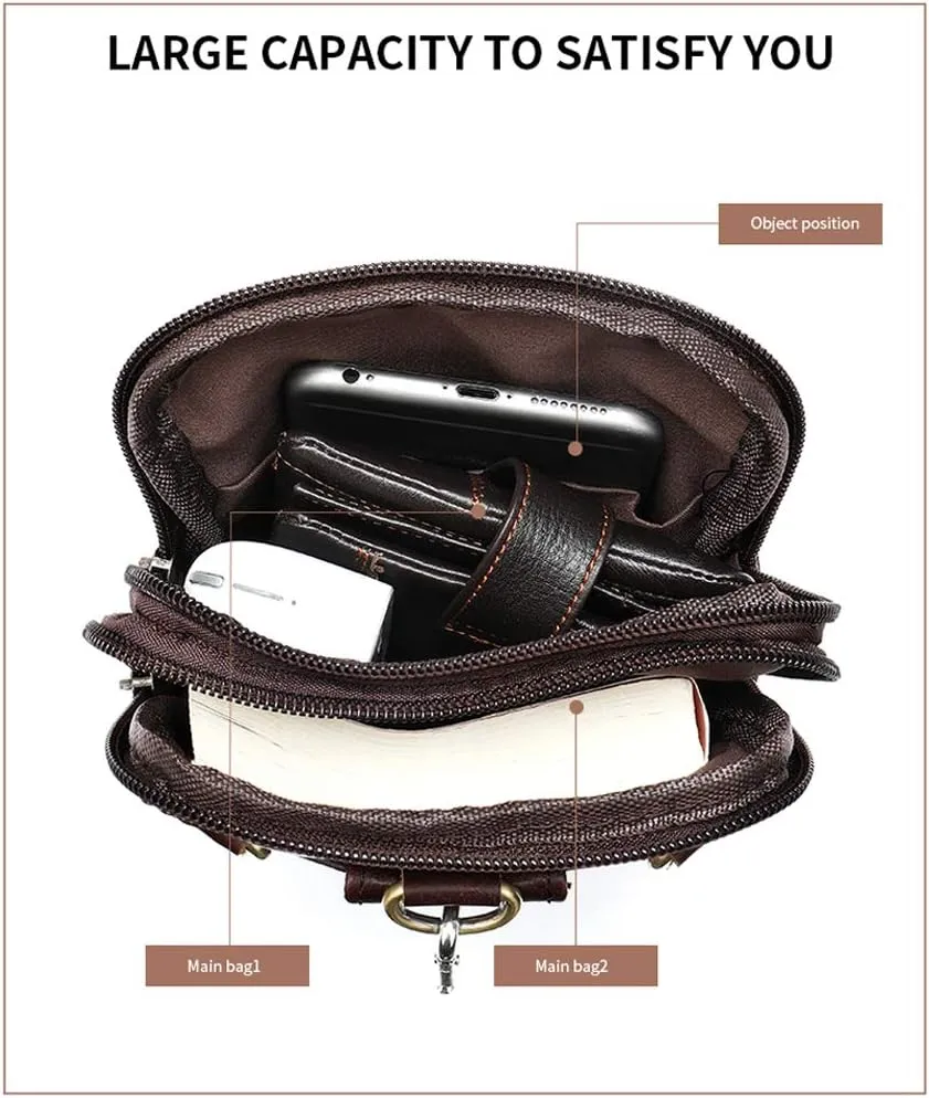 Mens Crossbody Phone Purse Leather, Cellphone Holster Waist Belt Bag Casual Pouch Shoulder Messenger Sling Bags