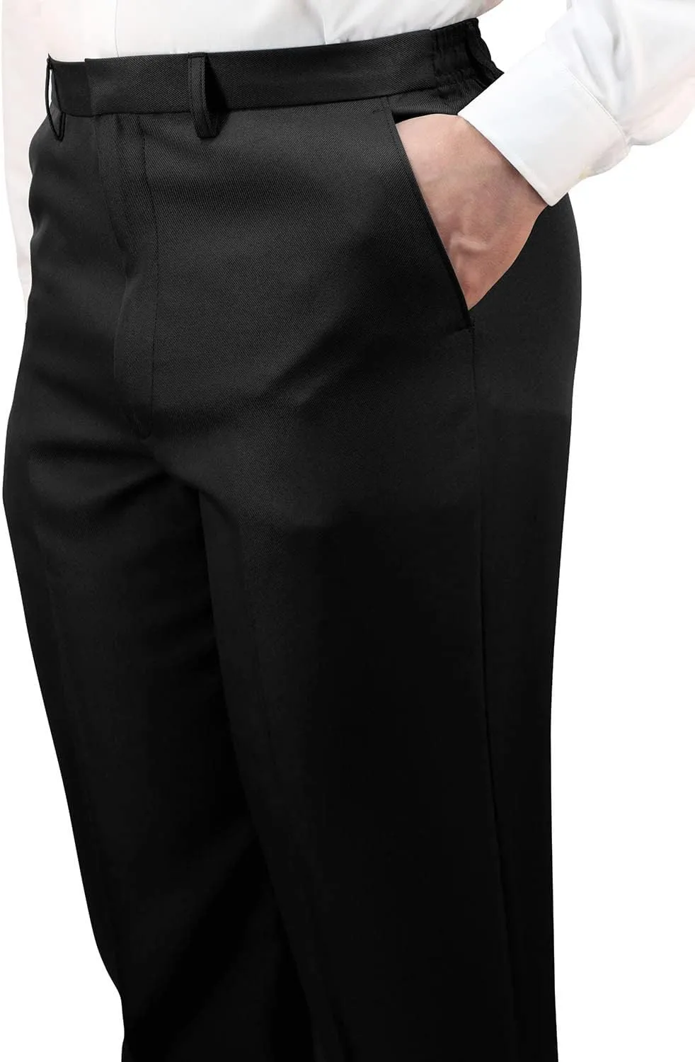Men's Elasticated Pants with Hidden Stretch Fit Waist Smart Formal Comfortable Golf Slacks