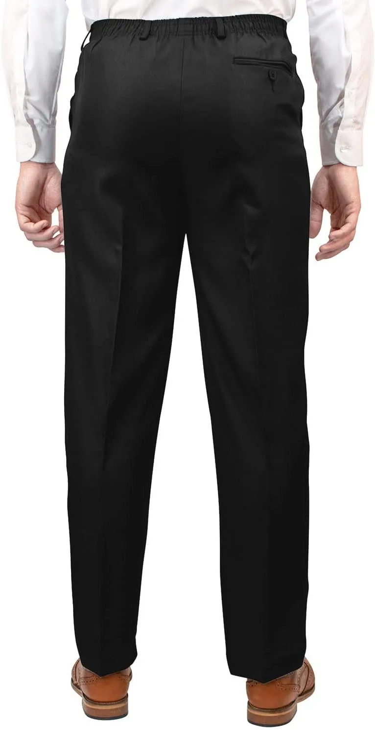 Men's Elasticated Pants with Hidden Stretch Fit Waist Smart Formal Comfortable Golf Slacks