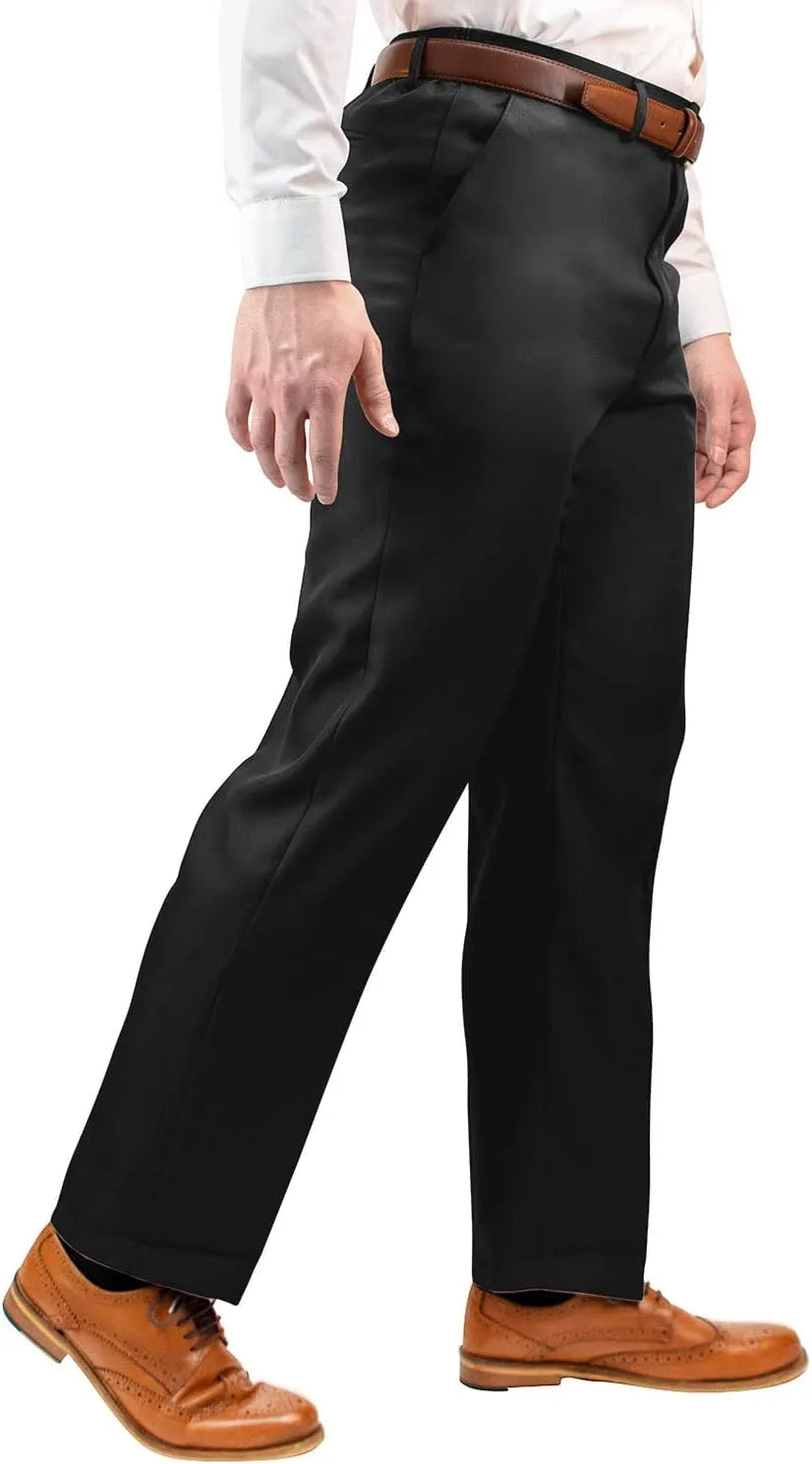 Men's Elasticated Pants with Hidden Stretch Fit Waist Smart Formal Comfortable Golf Slacks