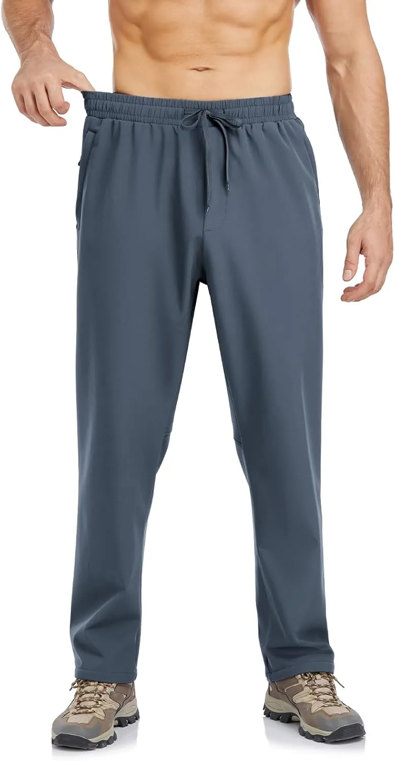 Men's Fleece Lined Jogger Winter Athletic Workout Warm Pants with Zipper Pockets
