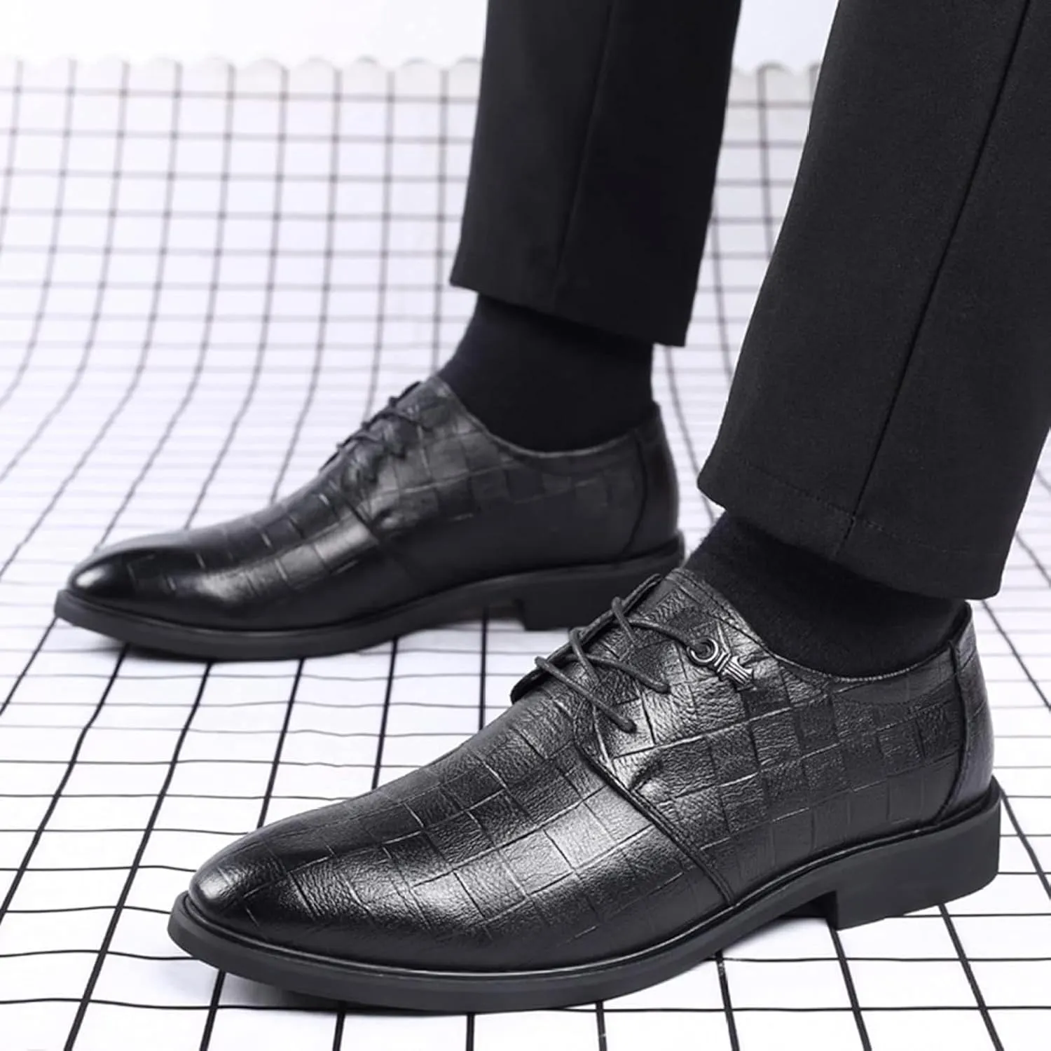 Men's Formal Shoes, Fashionable Pointed Business Shoes, Gentlemen's Lace up Low Top Leather Shoes, Classic Italian Style Wedding Shoes